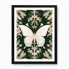 Butterfly On A Green Background Art Print