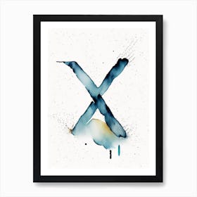 X, Letter, Alphabet Minimalist Watercolour 5 Art Print