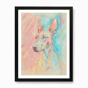 Pastel Watercolour Pharaoh Hound Dog Line Illustration 2 Art Print