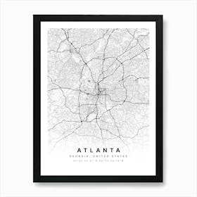 Atlanta Georgia USA White Map Art Print