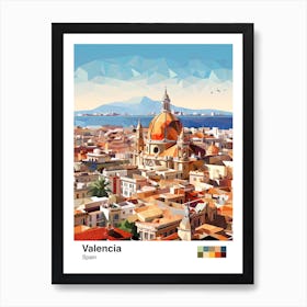 Valencia, Spain, Geometric Illustration 2 Poster Art Print