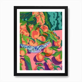 Summer Peaches In A Bowl Matisse Style Art Print