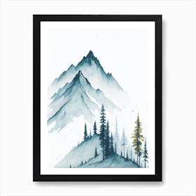 Mountain And Forest In Minimalist Watercolor Vertical Composition 257 Art Print