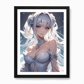 Anime Girl With White Hair Art Print