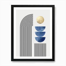 Circles lines and gold 5 Art Print