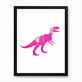 Pink T Rex Dinosaur Silhouette Art Print