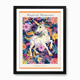 Floral Unicorn Galloping Fauvism Inspired 1 Poster Art Print