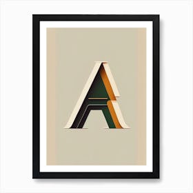 A  Letter, Alphabet Retro Minimal 3 Art Print