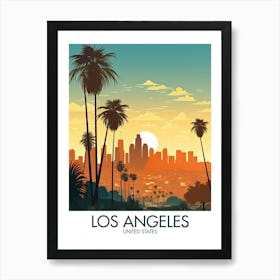 Los Angeles Travel Print California United States Sunset Gift Art Print