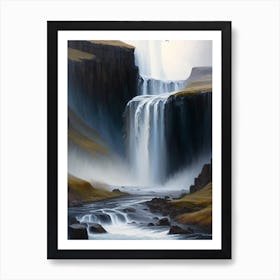 Suðurárfoss, Iceland Peaceful Oil Art  Art Print