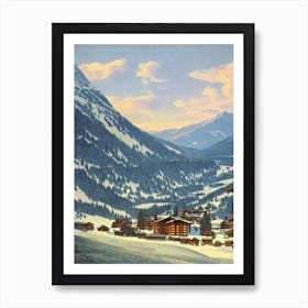 Laax, Switzerland Ski Resort Vintage Landscape 1 Skiing Poster Art Print