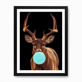 Deer Chewing Bubble Gum 1 Art Print