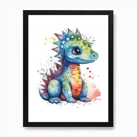 Thescelosaurus Cute Dinosaur Watercolour 4 Art Print