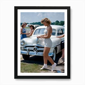 50's Era Community Car Wash Reimagined - Hall-O-Gram Creations 17 Art Print