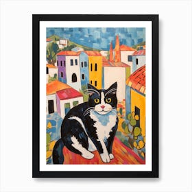 Painting Of A Cat In Nicosia Cyprus 1 Art Print