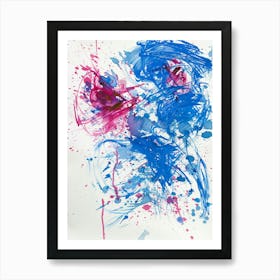 Blue And Pink Splatters Art Print