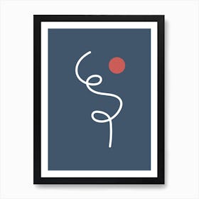 Minimal Line Bue And Red Art Print