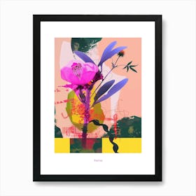 Statice 2 Neon Flower Collage Poster Art Print