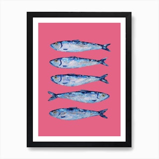 Sardines On Pink Art Print