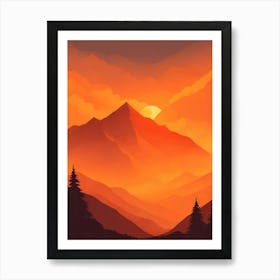 Misty Mountains Vertical Composition In Orange Tone 43 Art Print