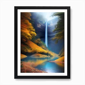 Waterfall In Autumn 3 Art Print