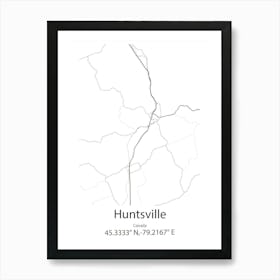 Huntsville,Canada Minimalist Map Art Print