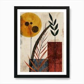 Abstract Painting plant and sun Art Print