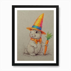 Rabbit In A Hat 3 Art Print