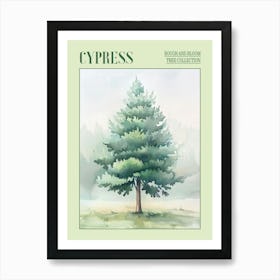 Cypress Tree Atmospheric Watercolour Painting 4 Poster Art Print