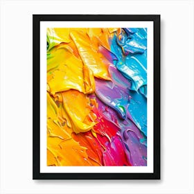 Colorful Paint Splashed On Canvas Art Print