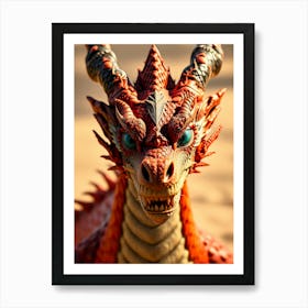 Red Dragon in Desert Art Print