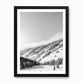 Bardonecchia, Italy Black And White Skiing Poster Art Print