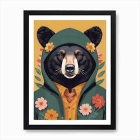 Floral Black Bear Portrait In A Suit (20) Art Print