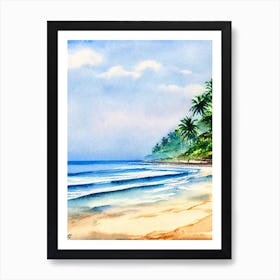 Colva Beach 3, Goa, India Watercolour Art Print