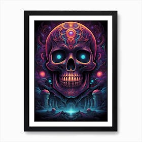 Skull Psychedelic Art Art Print