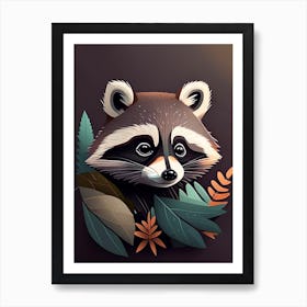 Forest Raccoon Cute Digital Art Print