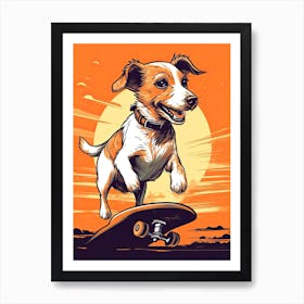 Jack Russell Terrier Dog Skateboarding Illustration 4 Art Print