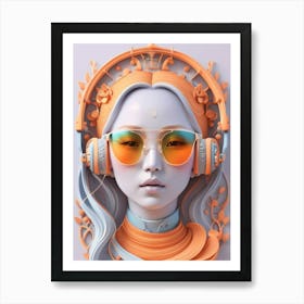 Woman With Headphones 38 Art Print