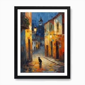 Painting Of A Street In Venice With A Cat 2 Impressionism Art Print