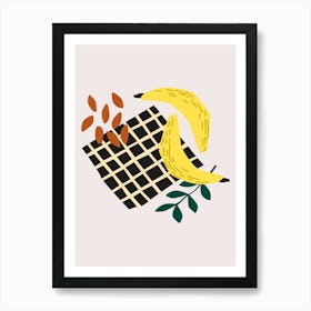 Food Illustration Banana Picnic Preppy Contemporary Kitchen Art Print