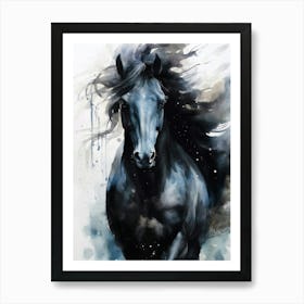 Black Horse animal Art Print