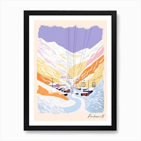 Poster Of Andermatt   Switzerland, Ski Resort Pastel Colours Illustration 0 Art Print