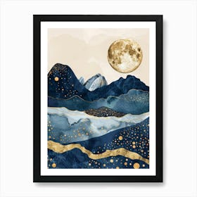 Moon And Stars Canvas Print 2 Art Print