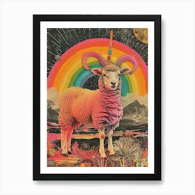 Kitsch Rainbow Sheep Collage 4 Art Print