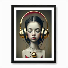 Girl With Headphones 46 Art Print