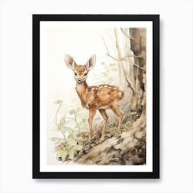 Storybook Animal Watercolour Deer 1 Art Print