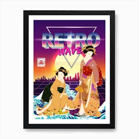 Retro Wave - Synthwave Space: ukiyo-e #1 Art Print