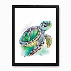 Hatching Sea Turtle, Sea Turtle Watercolour 2 Art Print