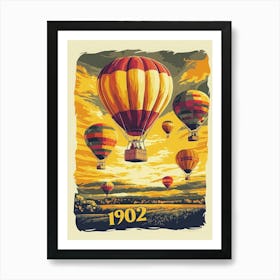 Aihrgdesign A Vintage Travel Poster Of A 1902 Hot Air Balloon 6e2ec22f 6fb1 4df7 9cf5 79569b1a9566 2 Art Print