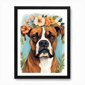 Boxer Portrait With A Flower Crown, Matisse Painting Style 6 Art Print